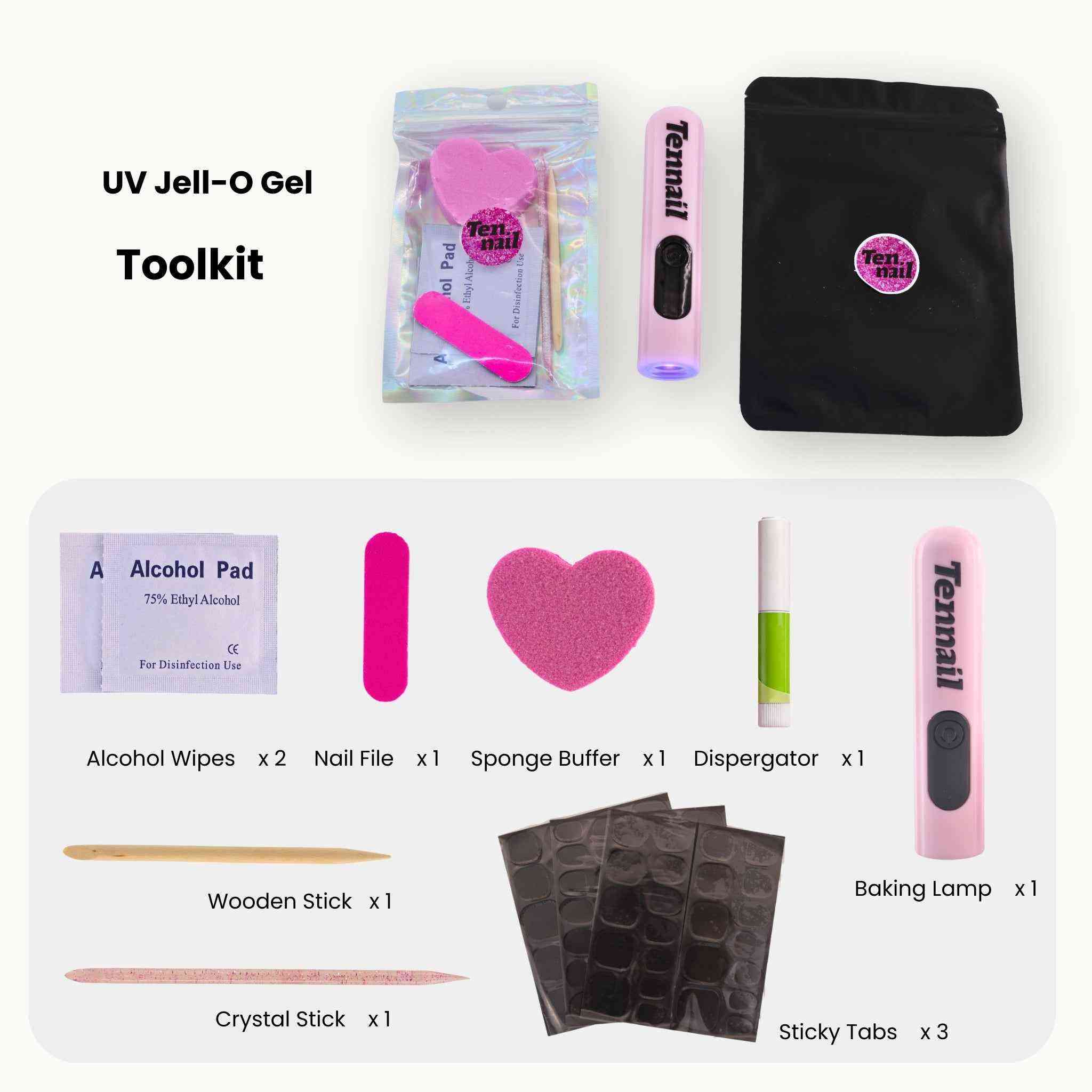 Nail Toolkit with UV Jell-O Gel | Nail Glue for Fake Nails? reusable Press on nails by Tennail